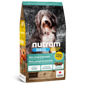 Nourriture pour chiens Nutram I20 Ideal Solution Support. Formule Peau, pelage et estomac sensible. Agneau et riz. Choix de format.