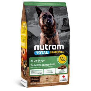 Nourriture pour chiens T26 Nutram Total sans grains. Agneau et lentilles. Choix de format.