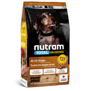 Food for small dogs and miniature breeds T27 Nutram Total grain free. Chicken and turkey. Format choice.