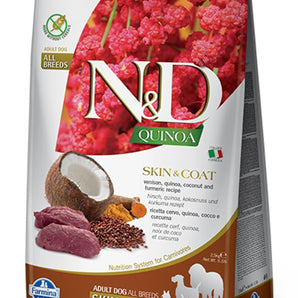 Farmina N&amp;D Quinoa gourmet dog food. Skin and Coat formula. Choice of flavors.