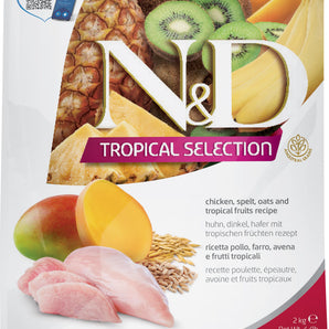 Nourriture pour chiens de moyennes et grandes races FARMINA N&D Tropical Selection. Recette au poulet. Choix de formats.