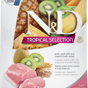 Nourriture pour chiens de moyennes et grandes races FARMINA N&D Tropical Selection. Recette au porc. Choix de formats.