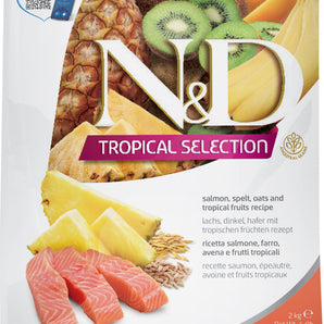 Nourriture pour chiens de moyennes et grandes races FARMINA N&D Tropical Selection. Recette au saumon. Choix de formats.