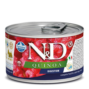 Nourriture gourmet en conserve pour chiens Farmina N&D Quinoa. Formule favorisant la digestion. Repas d'Agneau.