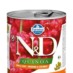 Farmina N&amp;D Quinoa canned gourmet dog food. Skin and Coat formula. Choice of flavors.