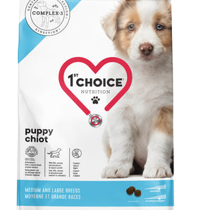 1st Choice dry food for medium and large breed puppies. Chicken formula