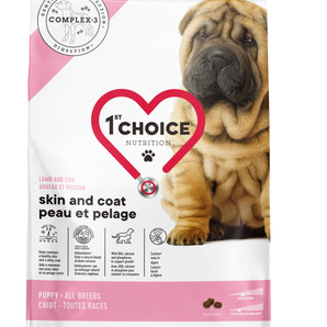 1st Choice Dry Puppy Food. Skin and coat formula. All breeds. Lamb and fish recipe. Format choice.