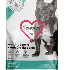 1st Choice Small Breed Adult Dry Dog Food. Weight control formula. Chicken recipe. Format choice.
