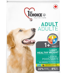 1st Choice Adult Dry Dog Food. Weight control formula. Chicken recipe. Format choice.