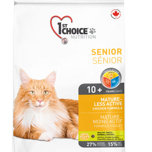 1st Choice dry food for senior cats. Formula for less active cats. Chicken recipe. Format choice.