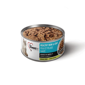 Canned food for adult cats 1st Choice. Skin and coat formula. Salmon pate. 156g