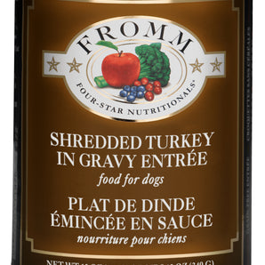 FROMM canned dog food. Shredded turkey dish in sauce. 340g