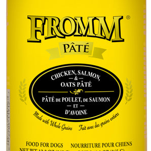 Nourriture en conserve pour chiens FROMM. Pâté de poulet, de saumon et d'avoine. 345g