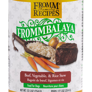 FROMM canned dog food. Frommbalaya™ Stew of beef, vegetables and rice. 354g