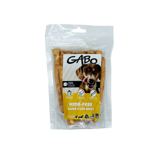 GABO dog treats. Cheese Flavored Rawhide Free Sticks 5".