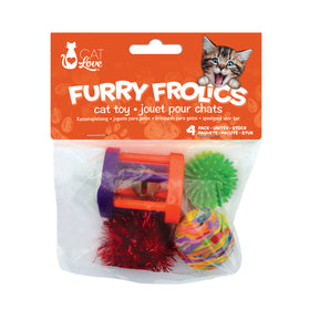 Assort. de 4 jouets pour chats Furry Frolics de Cat Love.
