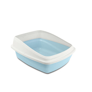 Catit litter box with removable litter shield. Blue and light gray. Choice of sizes.