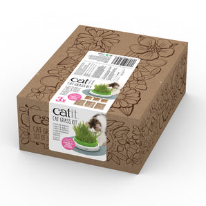 Catit Senses 2.0 seed kit, 3 packets of seeds and 3 packets of vermiculite.