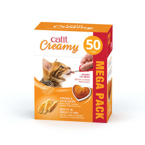 Régals crémeux Catit Creamy à lécher, Poulet et foie. Boîte de 50 tubes de 15 g. (750 g)