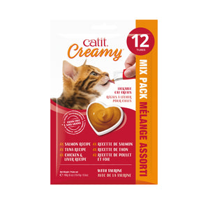 Catit Creamy Lick Treats, Assorted Mix, Pack of 12 x 15g Tubes.