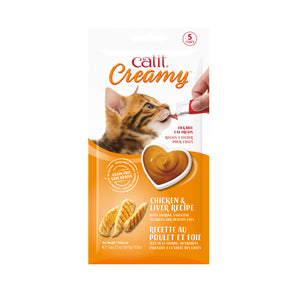 Régals crémeux Catit Creamy à lécher, Poulet et foie. Tubes de 15 g. Choix de quantités.
