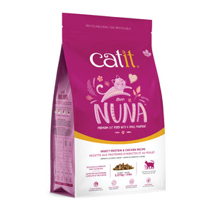 Aliment Catit Nuna, Recette de protéines d’insectes et poulet. Choix de formats.