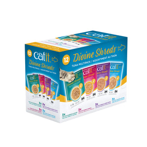 Catit Divine Shreds Topping, Tuna Assortment. Package of 12 sachets.