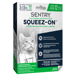 Squeez-On Sentry Flea and Tick Squeeze Tube for Kittens and Cats. 3 doses.
