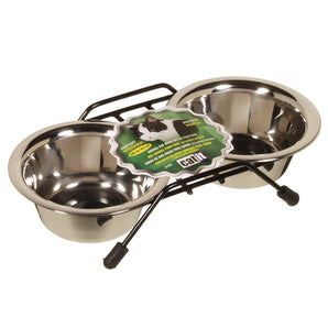 Catit two-bowl meal set in stainless steel. 2x250ml