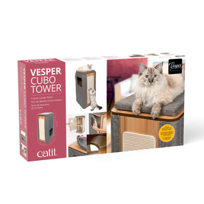 Cubo Tower Cat Furniture by Vesper. 42.5x42.5x87cm