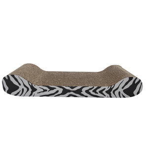 Catit Style scratching post with catnip. Lounge chair. White Tiger pattern.