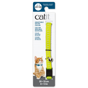 Nylon adjustable collar for cats. Quick release clip. 20-33cm