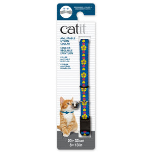 Nylon adjustable collar for cats. Quick release clip. 20-33cm