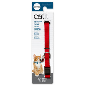 Nylon adjustable collar for cats. Quick release clip. Choice of colors. 20-33cm