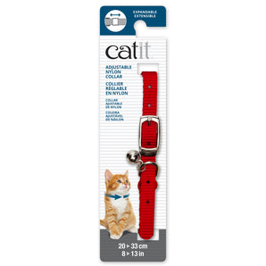 Nylon adjustable collar for cats. Quick release clip. Choice of colors. 20-33cm