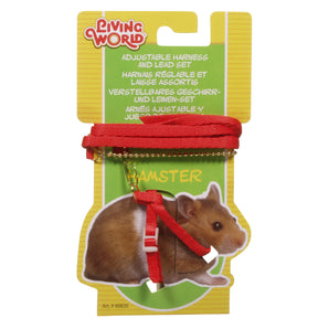 Living World Hamster Leash and Harness Set, Red. Length: 75cm (30in)