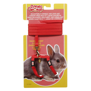 Living World Dwarf Rabbit Leash and Harness Set. Leash: 1.2m. Choice of colors.