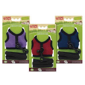 Living World leash and harness set. Assortment of colors. Size: Small (gerbils and small rats).