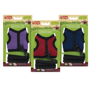 Living World Leash and Harness Combo, Assorted Colors Size: Medium (ferrets and rats).