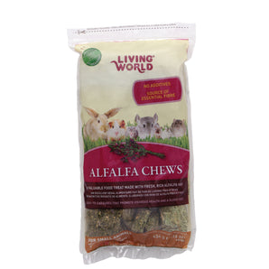 Living World Alfalfa Chews treats for small animals. 454g.