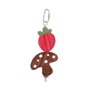 Nibblers Living World Wooden Strawberry Mushroom Chew Toy for Small Animals on Stem.