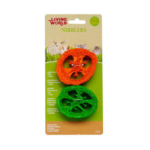Living World Nibblers Small Animal Chew Toys, Vegetable Sponge, 2-Pack.