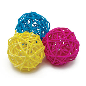 Living World Nibblers Small Animal Wicker Chew Toys, Balls, 3-Pack.