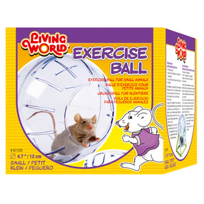 Balle d’exercice Living World avec support, petite (diam:12 cm). Pour hamsters nains et souris.