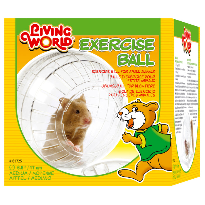 Balle d’exercice Living World avec support, moyenne (diam:17 cm). Pour hamsters.