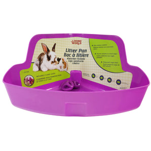 Living World Corner Litter Box for Small Animals, Purple. 43x29x20cm