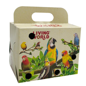 Boîte de transport pour petits oiseaux Living World en carton. Petite, 10 x 10 x 13 cm.
