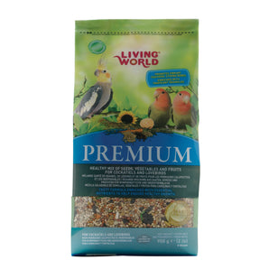 Mélange de graines Premium Living World pour calopsittes et inséparables. Format: 908 g.