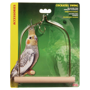 Living World Bird Swing with Wooden Cockatiel Perch. Large, 14 x 17.5 cm