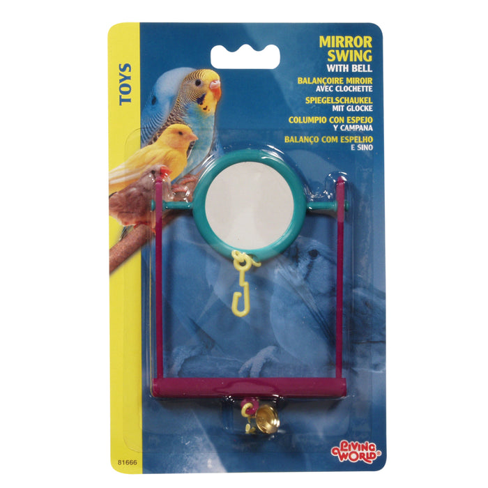 Balançoire pour oiseaux de petite taille Living World en plastique avec miroir et clochette